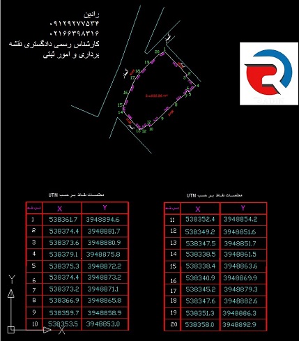 نقشه UTM برای اخذ سند تک برگ منطقه 1 تهران